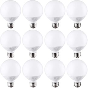 TORCHSTAR 12-Pack G25 LED Globe Bulb, Vanity Globe Light Bulbs for Bathroom Mirror, Dimmable 450LM, UL & Energy Star Listed, 6W Equivalent 40W, E26 Base Round Frosted Decorative Bulb, 2700K Soft White in Kuwait