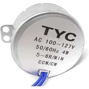 Honbay Synchronous Motor with Wire, 100-127VAC 50/60 Hz 4W CCW/CW (5-6RPM) Turntable Motor Electric Synchron Motor For Cup Turner,cuptisserie,Tumbler Cup Rotator