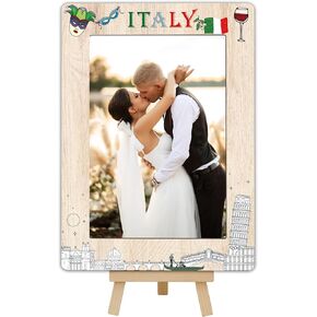 Dubai Travel Picture Frame, 4x6 Dubai Themed Wooden Frame with Easel Stand for Home Decor Tabletop Display, Vacation Honeymoon Gifts for Friends Couples - D07