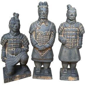 Terracotta Warriors Statues Set Box, Xian China Terracotta Warriors Army Terracotta Warriors Figurine (Set of 3)