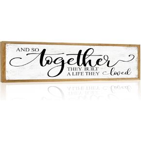And So Together They Built A Life They Loved Sign Above Bed Wall Decor: Love Quotes Wall Art Black Frame Bedroom Signs Modern Rustic Farmhouse Hanging Plaques for Living Room Bedroom 12" x 40"