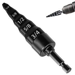 HVAC Repair Tool, Swaging Tool HVAC 5 in 1 Air Conditioner Copper Pipe Expander Swaging Drill Bit Set with Hex Shank, Copper Tubing Tool with 1/4, 3/8, 1/2, 5/8, 3/4 Bits