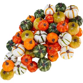 Winlyn 56 Pcs Assorted Mini Artificial Pumpkins Fall Harvest Pumpkins Foam Pumpkins Decorative Faux Pumpkins for Fall Wedding Halloween Autumn Holiday Thanksgiving Kitchen Table Bowl Filler Décor