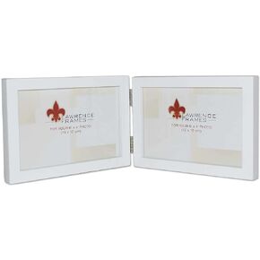 Lawrence Frames Hinged Double (Horizontal) White Wood Picture Frame, Gallery Collection, 4 by 6-Inch