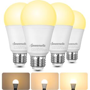 DEWENWILS LED 3 Way Light Bulbs, 40/60/100W Equivalent Three Way A19 LED Light Bulbs, E26 Medium Base 2700K Warm White Glow, 500/1000/1600LM Bright Light Bulbs, Non-dimmable, ETL Listed, 4-Pack