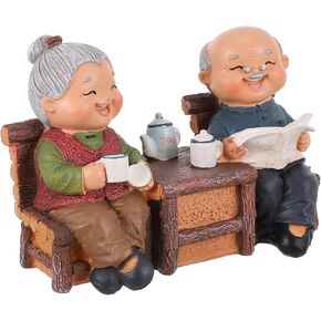 IMIKEYA Love Couple Figurines: Love Sculpture Elderly Couple Sculpture Anniversary Statue Resin Sculpture Couple Collectible for Valentines Christmas Wedding Desktop Decor