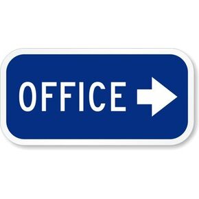 SmartSign-K-5376-EG "Office" Sign with Right Arrow | 6" x 12" 3M Engineer Grade Reflective Aluminum