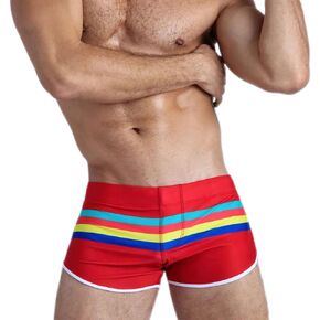 UXH Men's Strip Swimwear Trunks Brand Beach Short Pants Male Siult