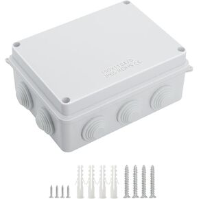 LeMotech ABS Plastic Dustproof Waterproof IP65 Junction Box Universal Electrical Project Enclosure White 5.9 x 5.9 x 2.8 inch (150 x 150 x 70 mm)