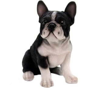 Pacific Giftware PT Realistic Look Statue Black White French Bulldog Puppy Dog Home Decorative Resin Figurine