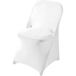 1Pack White Stretch Fitted Spandex Folding Chair Cover for Wedding Party Dining Banquet Event