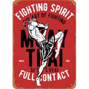 Vintage Look Metal Sign - Martial Arts Full Contact Muay Thai - 8"X12" Tin Plate Wall Decor