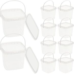 ULTECHNOVO Clear Buckets with Lid, 10pcs Clear Ice Cream Bucket Reusable Freezer Storage Tubs Food Storage Containers for Homemade Ice Cream Meal Prep Yogurt Soup 500ml