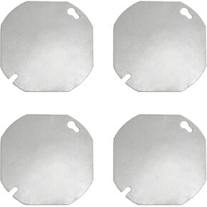 4 Packs Octagon Electrical Box Cover, Galvanized Steel Metal Junction Box Covers, Blank Flat Outlet Box Cover for 4 inch Octagonal Box