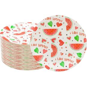 50Pcs Watermelon Party Supplies Watermelon Paper Plates,7"Sweet Watermelon Dessert Plates Summer Fruit Plates for Watermelon Themed Baby Shower Summer Fruit Watermelon Birthday Party Decor (Pink)
