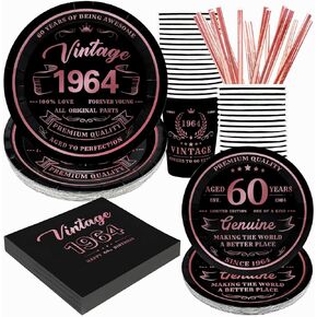 30th Birthday Decorations for Women, Vintage 1994 Disposable Paper Plates and Napkins with 9oz Cups, Straws Party Supplies for Her 120Pcs Serves 24 Guests