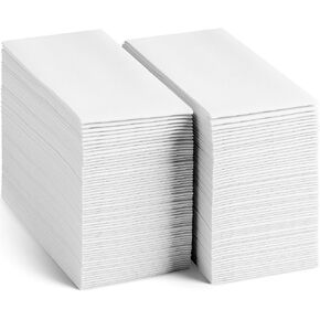 300-pack Servietto Disposable Linen-Feel Guest Towels [8" x 17" ] - Cloth-Like Hand Bathroom Napkins, Made In USA - Soft and Absorbent Paper Napkin for Kitchen, Bathroom, Party, Wedding, Or Event