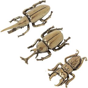 3Pcs Antique Bronze Beetle Mini Statue Small Table Decoration Vintage Copper Insect Tea Pet Decoration Home Decor Room Decor Desk Decor Supplies Scene Decor