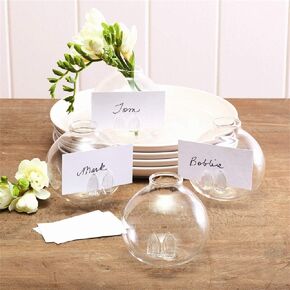 Two's Company Be Seated Bud Vases/Place Card Holders in Gift Box, Set of 4, Hand-Blown Glass