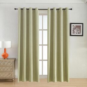 BEGOODTEX Fireproof Curtains Faux Linen Blackout Curtain Room Darkening Thermal Insulated Window Treatment for Hospital,Pebble Grey, 8 Silver Grommet, 52Wx84L Inch,Pack of 1 Panel