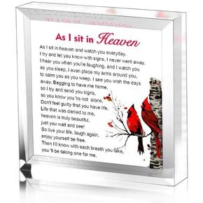 As I Sit In Heaven Sign - Memorial Gifts Acrylic Sign - Sympathy Gifts for Loss of Loved One Father Mother - Bereavement Gift Ideas，Decor for Desk Home Office 4 x 4 inch