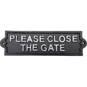Comfy Hour Antique and Vintage Collection Cast Iron Please Close The GATE Plaque, 8x2 Color Black