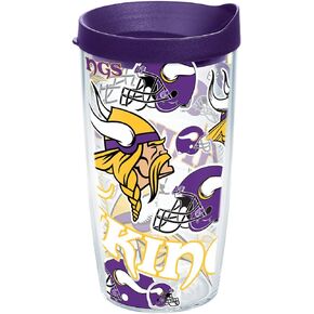 Tervis NFL Minnesota Vikings All Over Tumbler with Wrap and Royal Purple Lid, 1 Count (Pack of 1), Classic