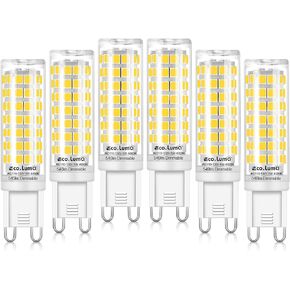G9 LED Bulb Dimmable, Natural White, 6W Equivalent 40W, 50W, 60W Halogen, 4000K, 540LM Light, AC 120V CRI 82, G9 Base (Natural White, 6PCs)