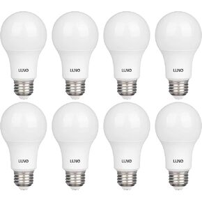 LUNO A19 Non-Dimmable LED Bulb, 9.0W (60W Equivalent), 800 Lumens, 2700K (Soft White), Medium Base (E26), UL Certified (8-Pack)