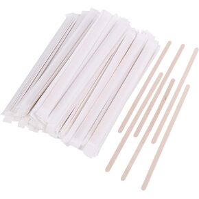 Gmark Individually Wrapped 5.5" Wood Coffee Stir Sticks - 500pc Round End, Eco Friendly Coffee Stirrers Wood for Hot Drinks - Natural Birch Wood GM1014A