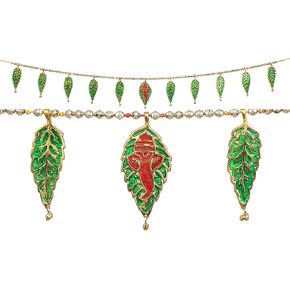 Ganesh Mango leaf Metal Toran Bandanwar Door Wall Hangings Decoration Indian Traditional Home Decor Good Luck Charm Decoration & Gifting for Home Office Temple Pooja Festival