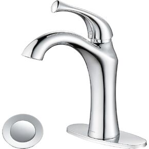 Bathroom Faucet, Single Handle Basin Vanity Faucet, 1 or 3 Hole Bathroom Sink Faucet with Pop-up Drain Assembly Deck Plate, Brushed Nickel
