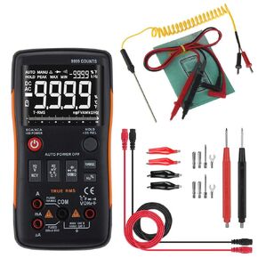 Digital Multimeter, Q1 True-RMS Voltmeter Ammeter Capacitance Meter Measurement Resistance Frequency 9999 Counts with Analog Bar Graph