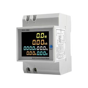 AC Power Meter Digital Voltmeter Ammeter AC 40-300V 100A Din Rail Frequency Factor Current Ampere Voltage Energy Display 6 in1 Single Phase Multifuction Electricity Usage Monitor (External CT)