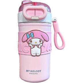 Melody Stainless Steel Insulated Water Bottle with Carrying Loop (Spout & Straw) - 510ml, Pink