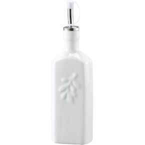 HIC Kitchen Oil Bottle, Square, Fine White Porcelain