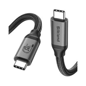 Silkland USB C Monitor Display Cable [4K@120Hz/60Hz 8K@30Hz], USB C 3.2 Gen 2x2 Video Cable, 20Gbps Data Transfer, 240W PD Fast Charge, Type C Cable Compatible with MacBook Pro, iPad, Mac Studio 3.3FT
