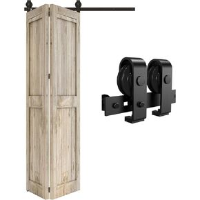 2.5FT Bi-Folding Sliding Barn Door Hardware Kit for 2 Closet Door, Heavy Duty, Smoothly and Silently, Easy to Install, Fit 28'' Width Opening(Excluding door panels)