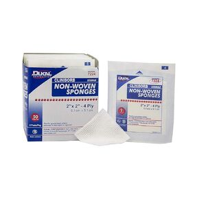 Dukal 7224 Non Woven Sponge, 4-Ply, Sterile, 2" x 2", Pack of 3000