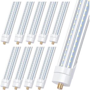 8FT LED Shop Light Bulbs, 8 Foot Led Tube for T8 T10 T12 Fluorescent Replacement, 90W 10000LM, 5000K, Single Pin FA8 V Shaped LED Bulb Light, Ballast Bypass, Dual-Ended Power(6Pack)