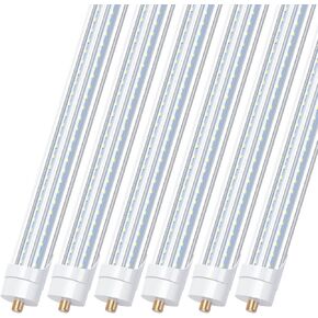 مصابيح إضاءة متجر LED 8FT، أنبوب LED بطول 8 أقدام لاستبدال الفلورسنت T8 T10 T12، 90W 10000LM، 5000K، مصباح LED على شكل دبوس واحد FA8 V، تجاوز الصابورة، طاقة مزدوجة الأطراف (6 عبوات)