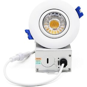 3 Inch Waterproof recessed Shower Lights, 9W COB 3 Colors Adjustable Gimbal Ceiling Recessed Lighting for Bathroom,Bedroom,Kitchen,Balcony