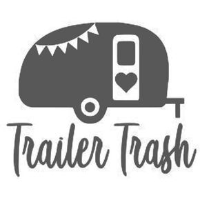 Cartat2s Trailer Trash Vinyl Decal | 4 Sizes | Funny RV Camper Car Truck SUV Van Window Sticker | Choose Your Color (Black, 6x4.9)