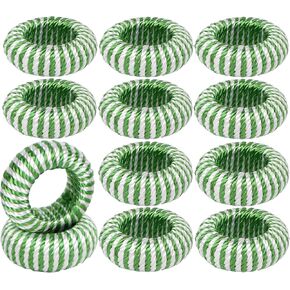 Napkin Rings Set of 12 for Dining Table Decoration Parties Everyday Metal Napkin Holder Napkin Rings for Dinner Table Decor, Wedding, Banquet, Party - Green Pearl White
