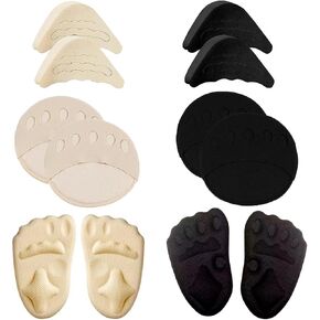 6 Pair Shoe Filler High Heel Cushion Pads, Ball of Foot Cushions Metatarsal Pads Invisible Socks Shoe Filler Heel Grips Toe Filler Inserts Front Insoles Heel Grips Liner Insert for Too Big Shoes