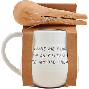 Mud Pie Leave Dog Mug And Scoop Set, mug 12 oz | scoop 5 1/4"