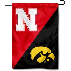 Nebraska vs. Iowa House Divided Garden Flag Banner