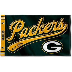 Green Bay Packers Script Logo Premium Flag