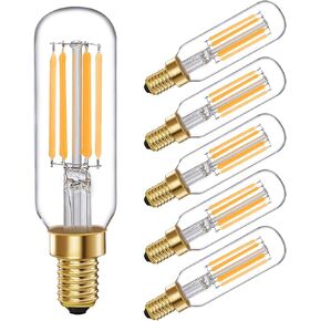 E12 LED Bulb T6 Dimmable Candelabra Bulb 6W Equal 60 Watt Edison Light Bulbs Warm White 2700K Light Bulbs 6 Pack for Chandeliers,Ceiling Fan,Vanity (6W, 2700K)