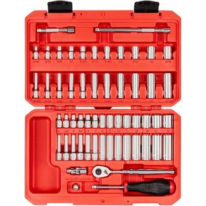 TEKTON 1/4 Inch Drive 12-Point Socket and Ratchet Set, 56-Piece (5/32-9/16 in., 4-15 mm) | SKT05304